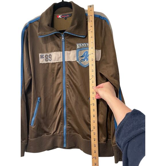 Vintage 90s Kenvelo Men's L European 1989 Track Jacket Full Zip Soccer Brown y2k - Picture 5 of 11